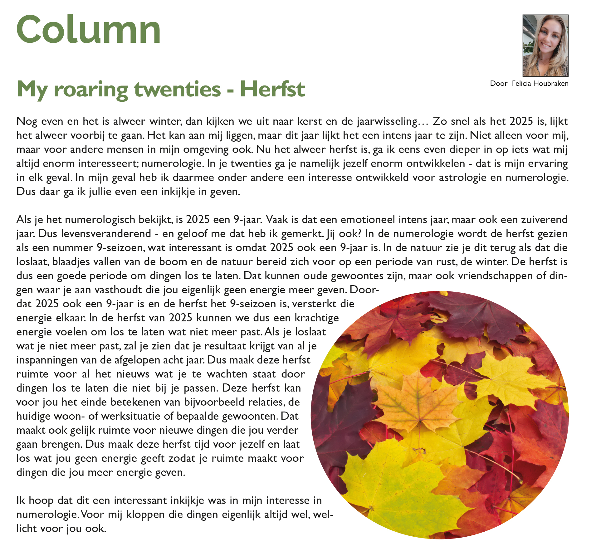 Column: My roaring twenties - Herfst