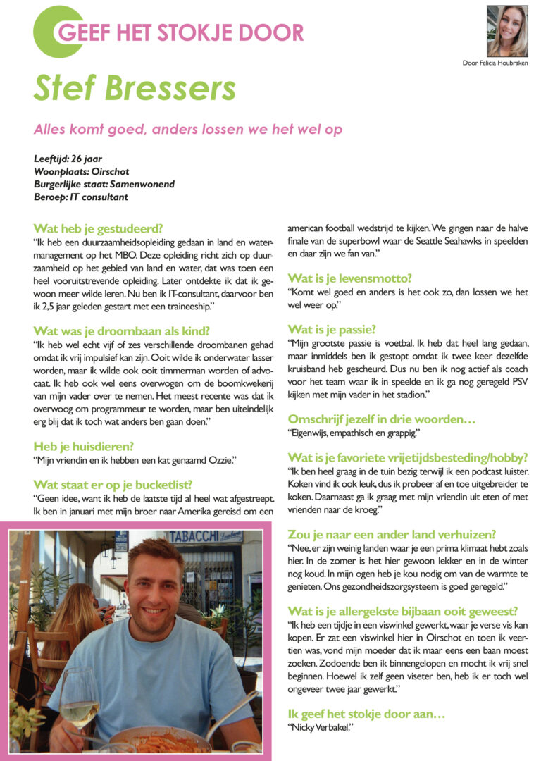 Geef het stokje door Stef Bressers